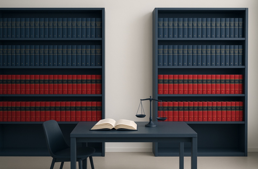 Modern legal library scene